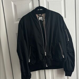 GAP Classic Black Zip-Up bomber jacket gold lining size M